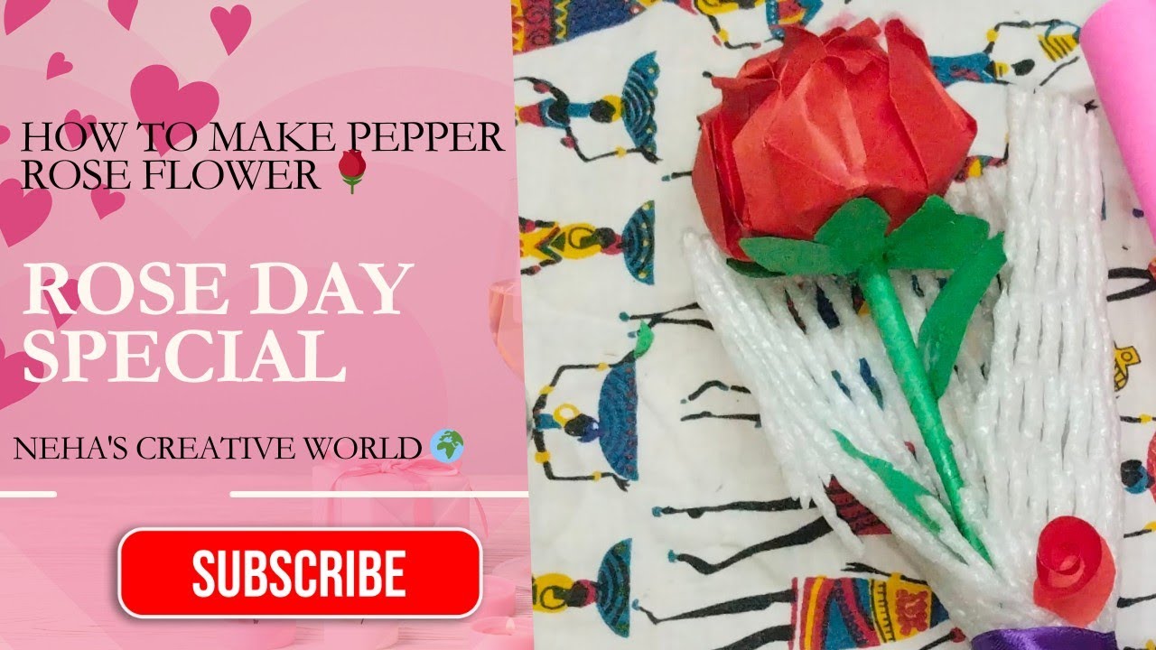 How to make #RoseFlower pepper diy 🌹 ,#roseday  special craft #diy #neha's creative world 🌍