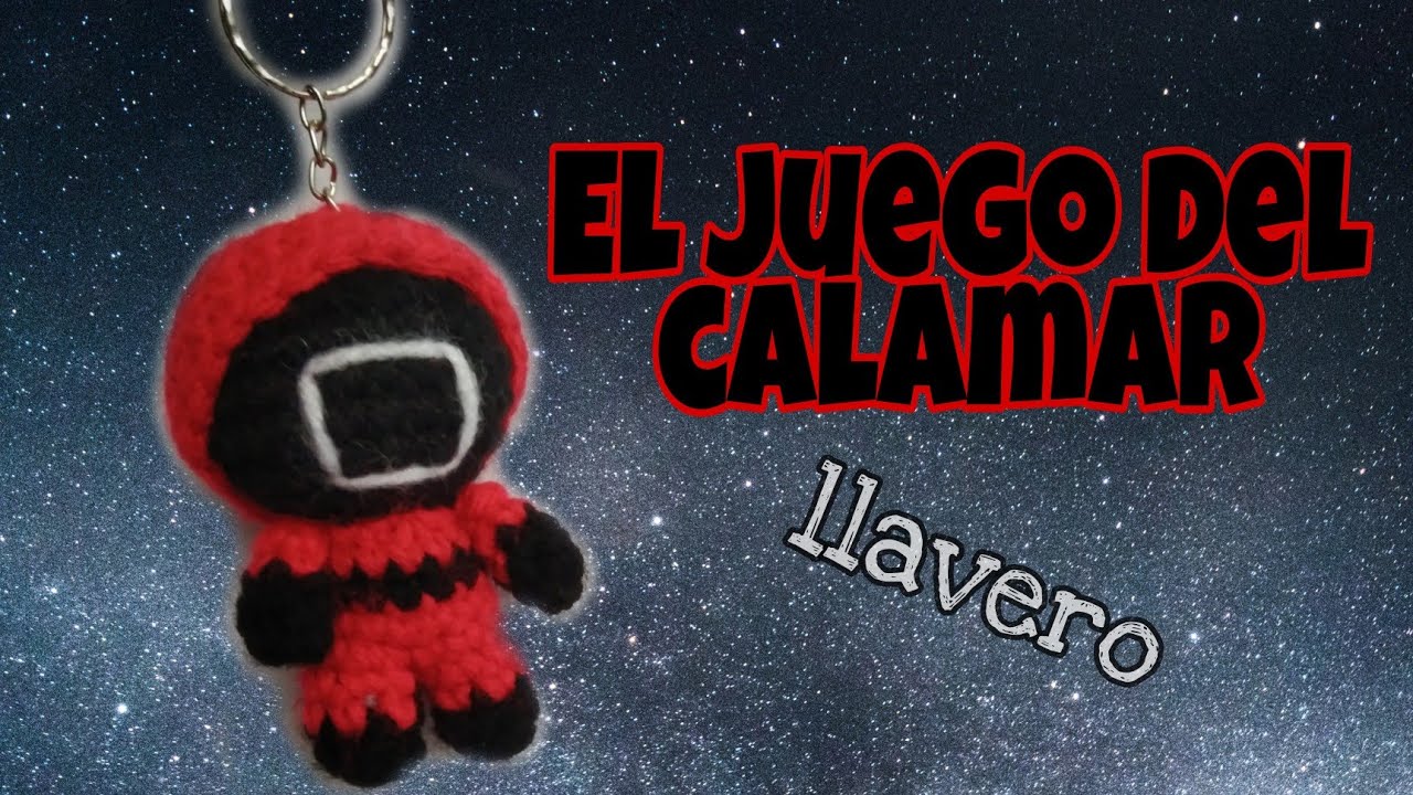 El juego del calamar llavero tejido a crochet | soldado de el juego del calamar amigurumi crochet