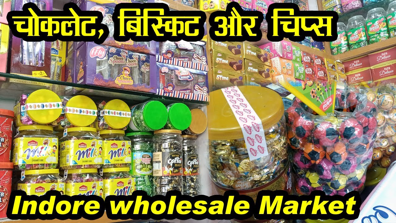 चॉकलेट, बिस्कुट, कुरकुरे & नमकीन का थोक मार्केट  indore wholesale kirana market