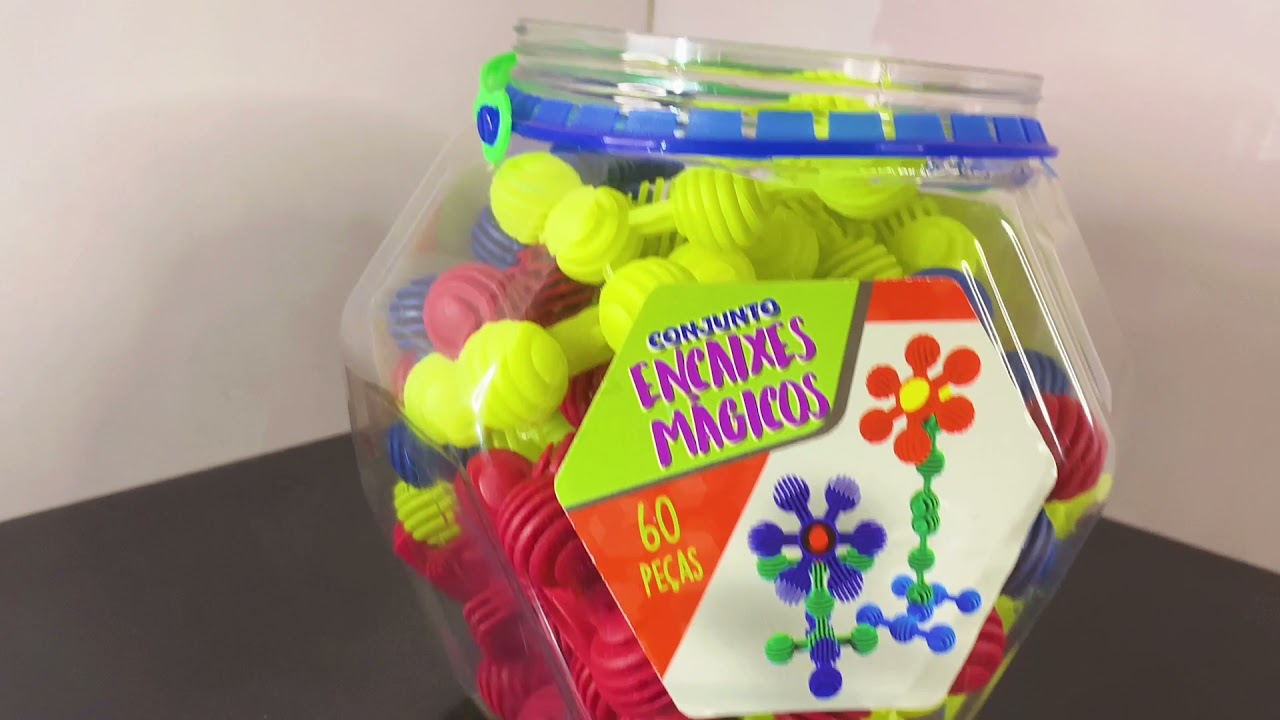 Brinquedo Pote Encaixe Magico Aprenda Brincando 60 Pe&ccedil;as - Maxi Toys