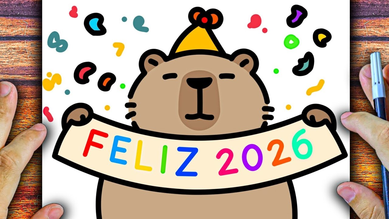 CÓMO DIBUJAR UN CAPIBARA DE AÑO NUEVO