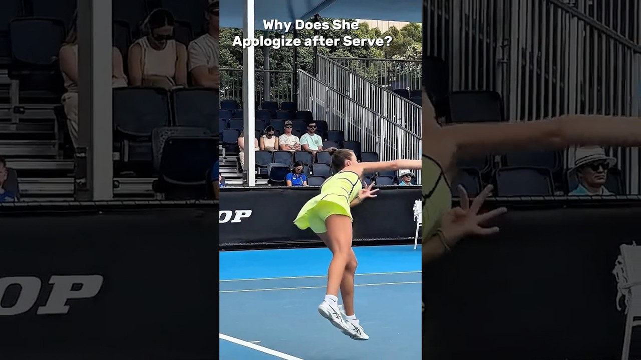 Why Does She Apologize After Serve?  #tennisdebate  #tennisrules #serve #slowmotion #tenniseducation