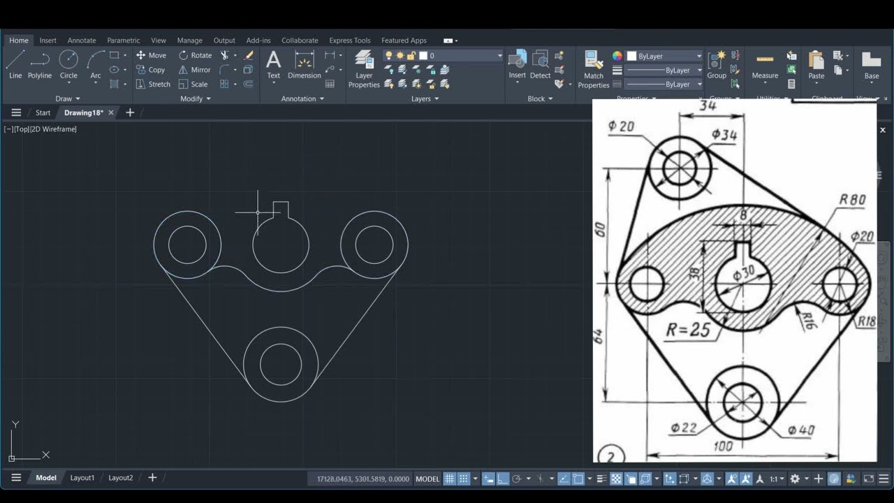 AutoCAD 2D Drawing Tutorial 🔥 | Mechanical Practice Drawing with Section View #autocad