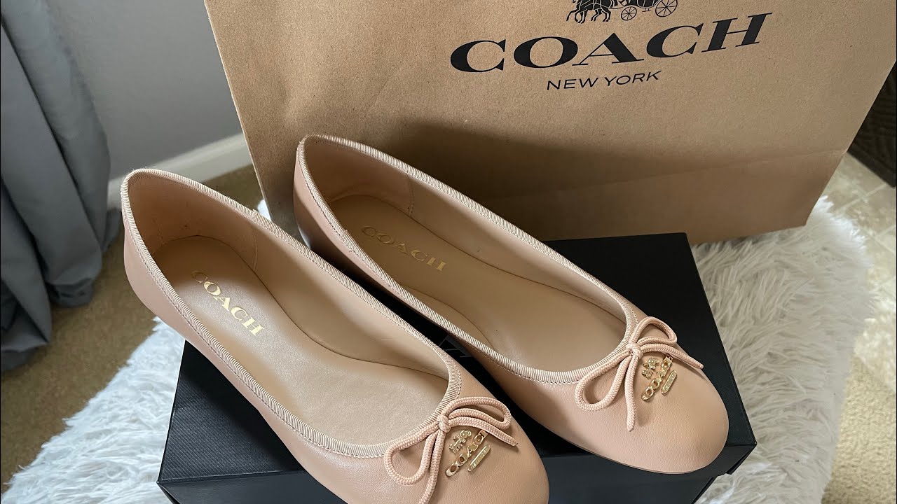 Coach Outlet Alina Ballet Flats Beige Leather Unboxing
