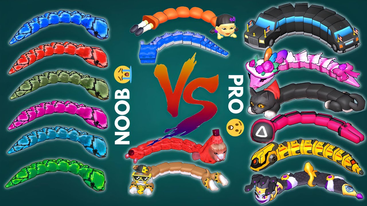 Unbelievable 😲 Noob VS Pro VS Legends Snakes 🤢 Comman Snake Vs Legend Snake 💥 Snake Clash!.io #191