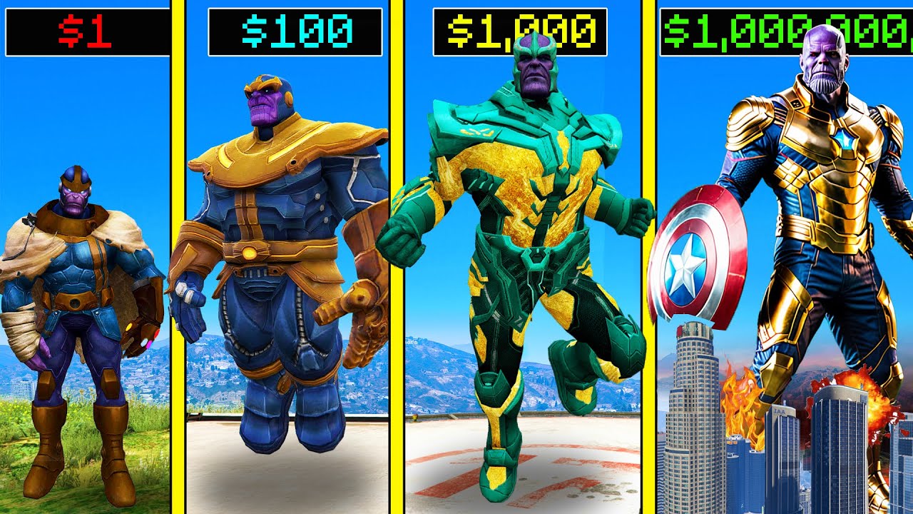GTA 5 : $1 THANOS to $1,000,000,000 GOLD THANOS in GTA 5!