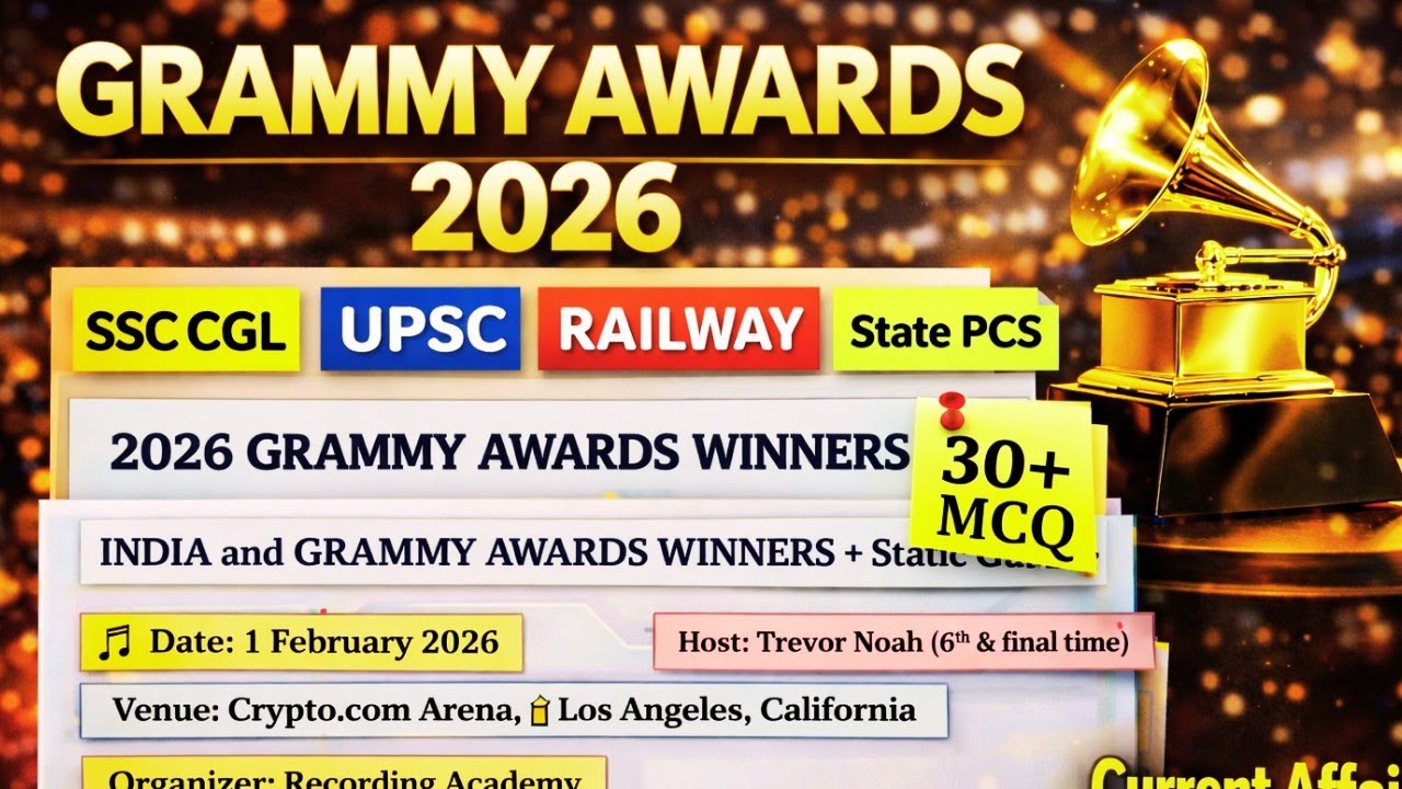 Grammy Awards 2026| Awards and Honours 2026 | ग्रैमी पुरस्कार gk | important current affairs | MCQ 