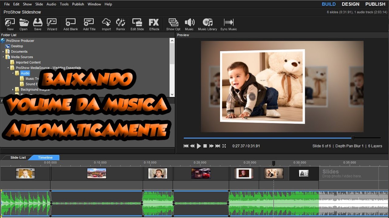 Como Diminuir o Volume de uma M&uacute;sica Automaticamente em Trechos de Filmes no Proshow Producer 7