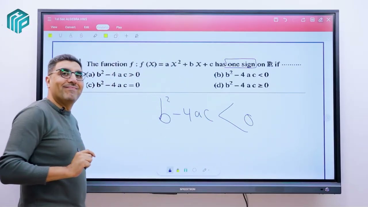 Homework | ALGEBRA | sign of the function | 1st sec
