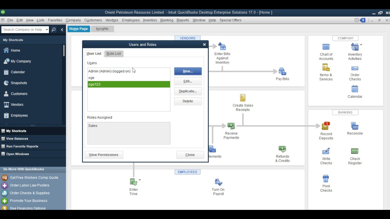 Setup Users & Role In QuickBooks Desktop Software
