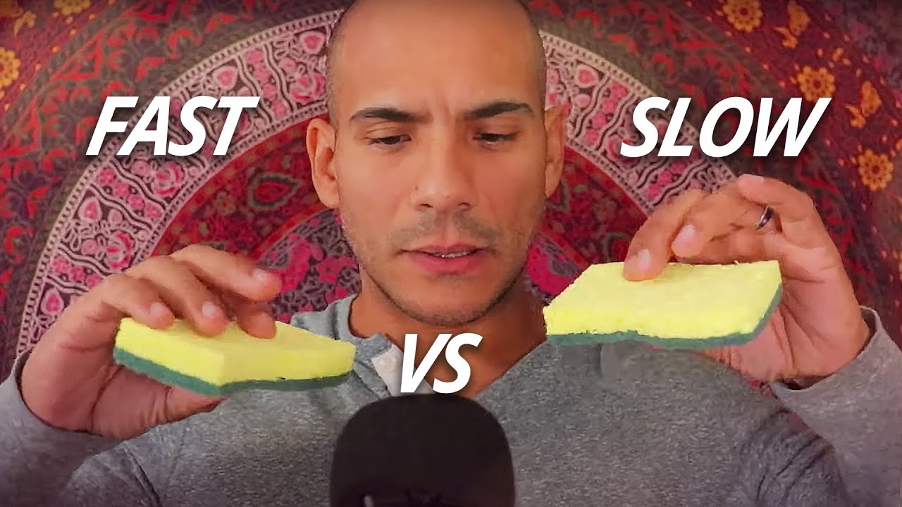 Fast VS Slow ASMR - Rapid & Gentle tapping, scratching, clicking, shaking, plucking & crinkling