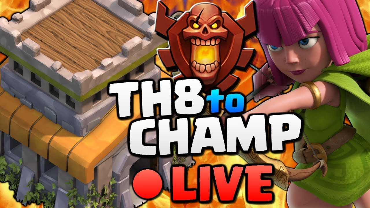 Clash of Clans - TH8 Trophy Push to Champ! CoC Attack Strategy and Gameplay LIVE!