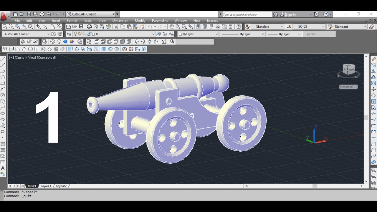Modelagem 3d no Autocad - aula 1/4