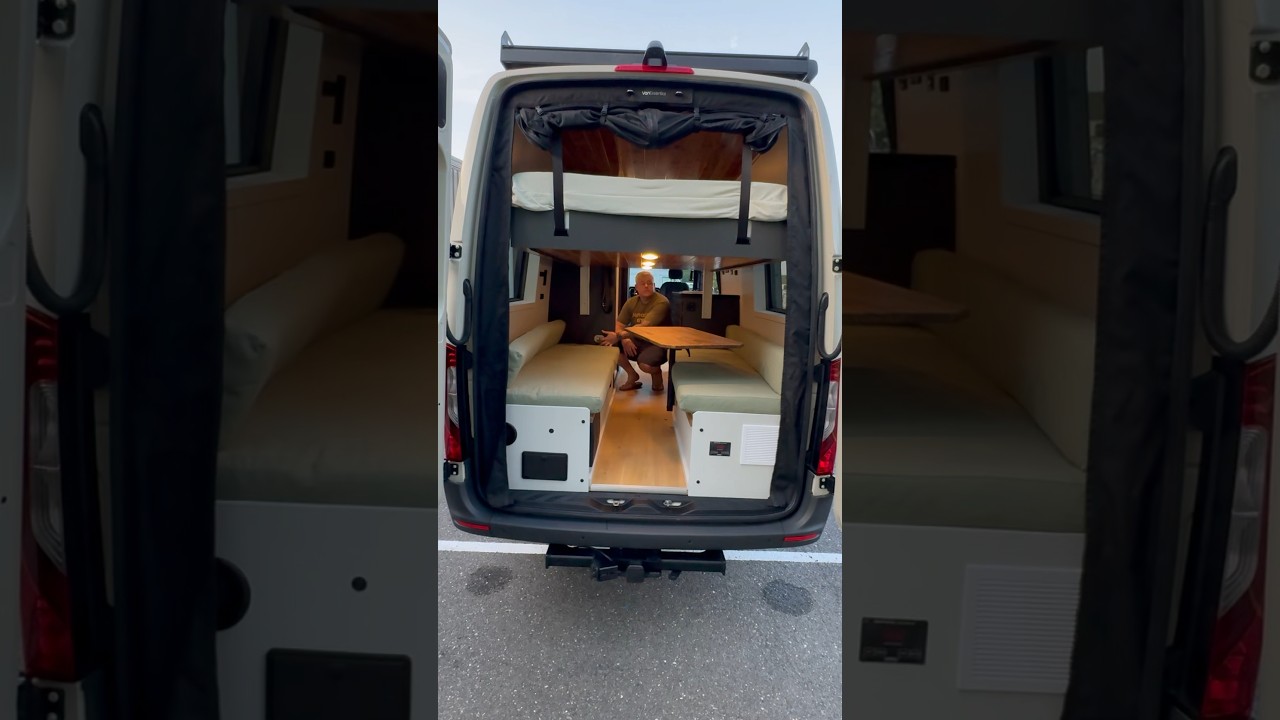 Camp Car Elevator Bed 🤯 #vanlife #campervan #vanbuild