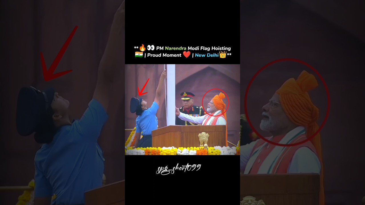 ❤️prime minister Narendra Modi 🇮🇳flag hoisting New Delhi🔥👀#trending #15august #pmmodi #shortvideo