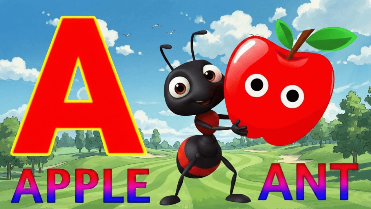 Phonics Song 2 with TWO Words in 3D - A For Apple🍎🐜 A for Ant  - ABC Alphabet Songs for Children's