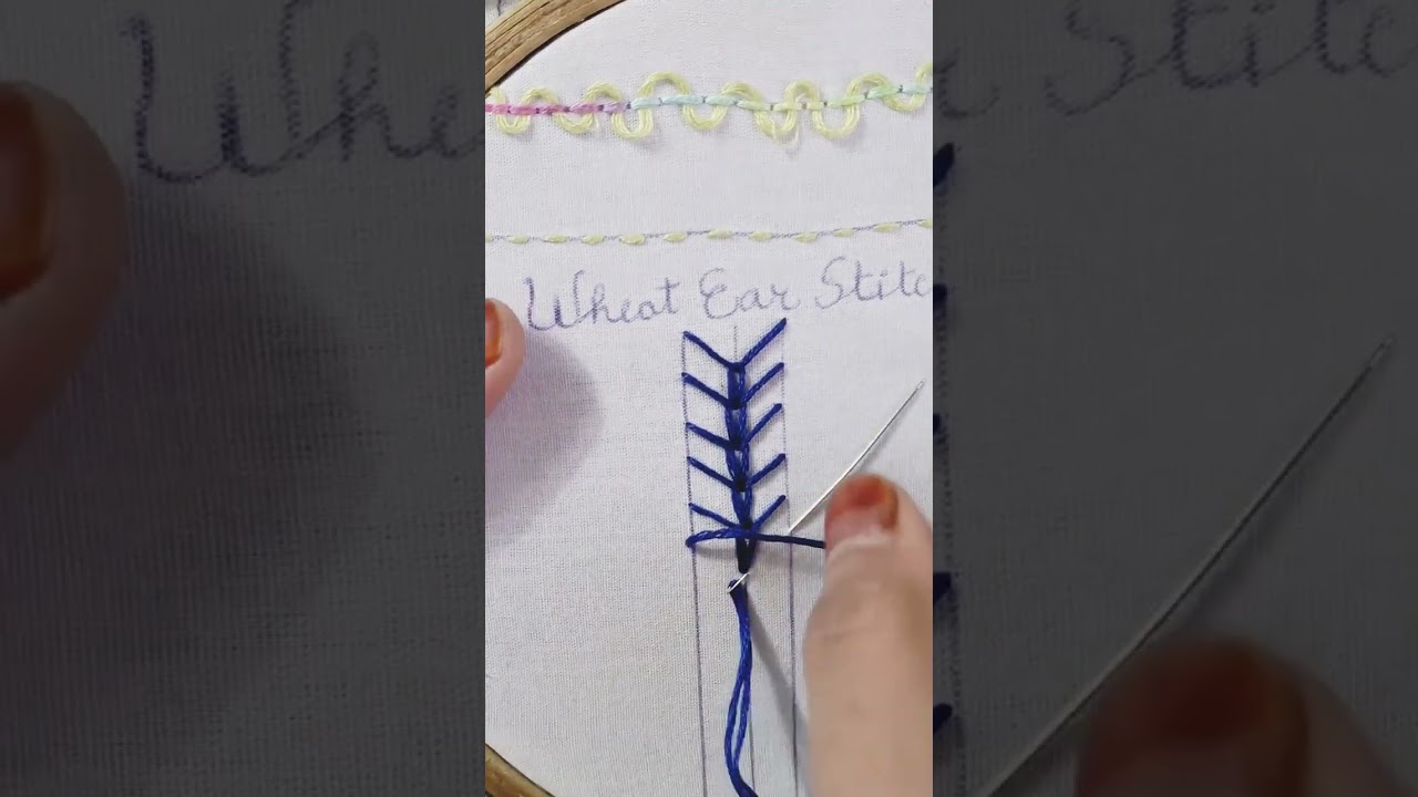 Wheatear Stitch, Chain stitch family, Hand made Hand embroidery stitches tutorial 🪡#aesthetic #craft