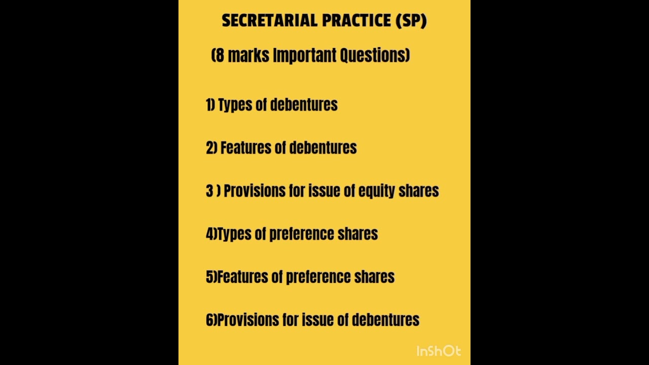 important Questions Of sp | secretarial practice| #12thclass #commerce #importantquestions
