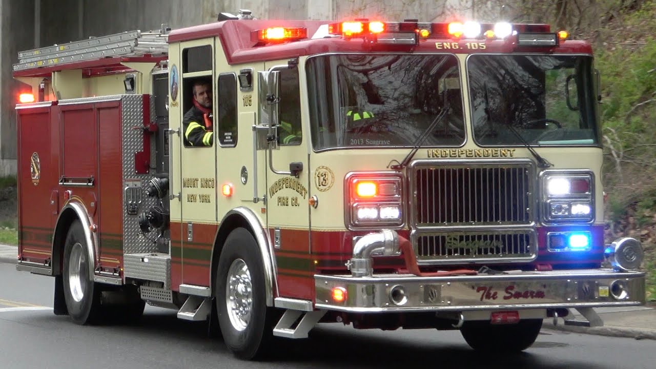 Mount Kisco FD Tower Ladder 14, Rescue 31, Engine 105, & Engine 104 Responding