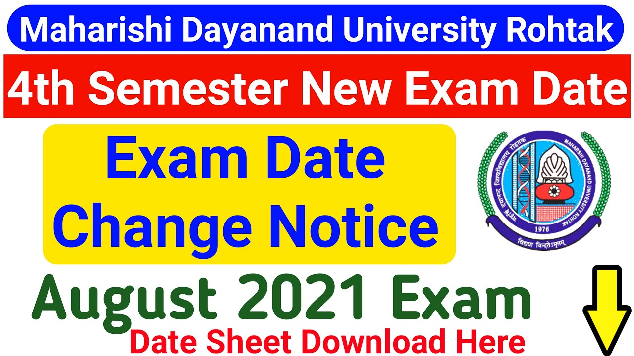 MDU New Exam Date 2021 || MDU PG Courses Exam || Mdu Latest Update || MDU Exam Date Change Notice