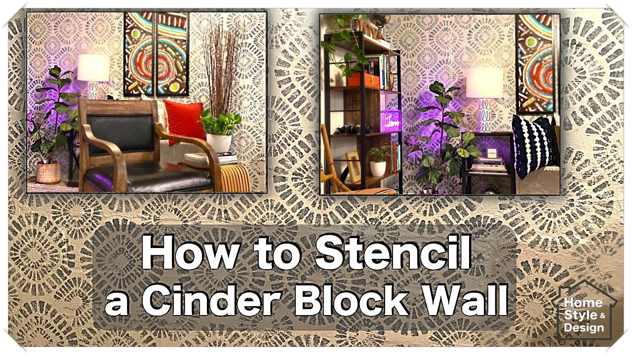 7 Easy Steps to Paint and Stencil an Afro Boho Concrete Cinder Block Wall