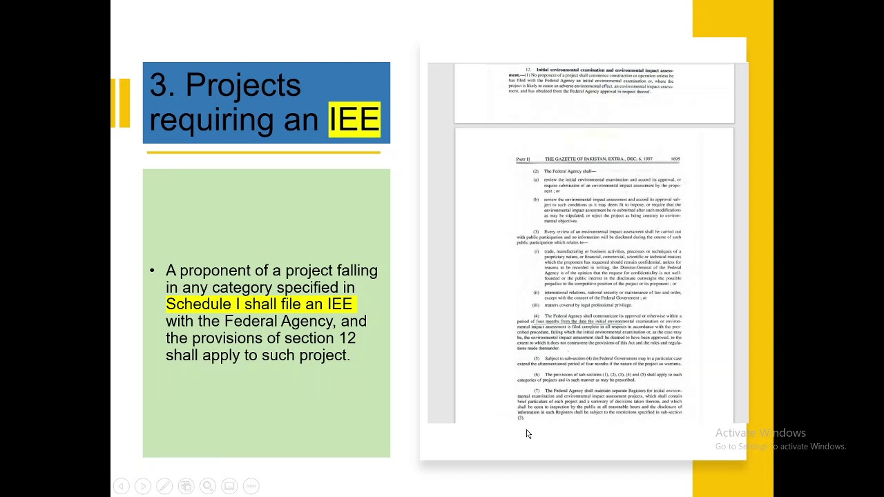 IEE & EIA Guidelines and Regulations - Pakistan Environmental Protection Act 1997 (Part 2/3)