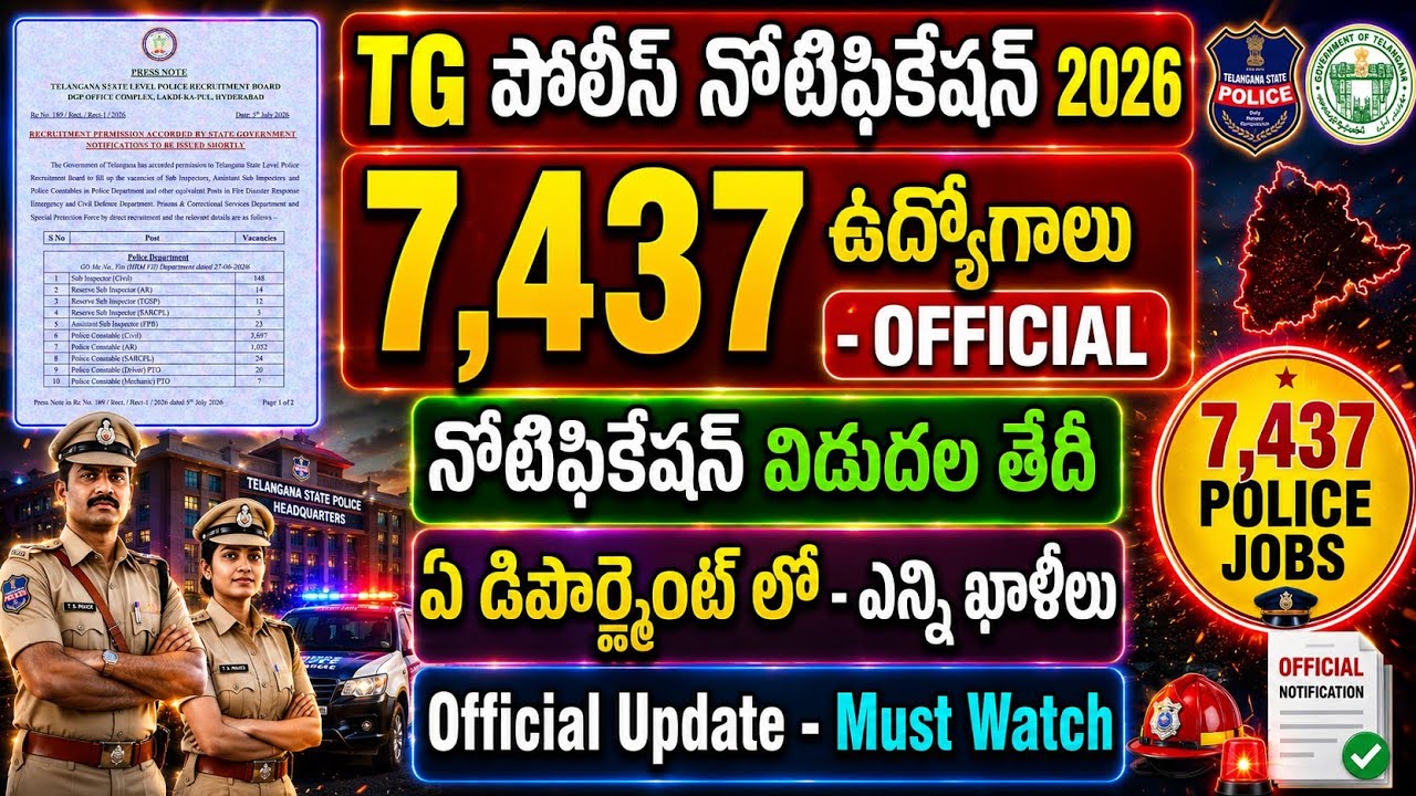 TS Police Recruitment 2026 | TS Police SI & Constable Notification 2026 | TSLPRB Notification 2026