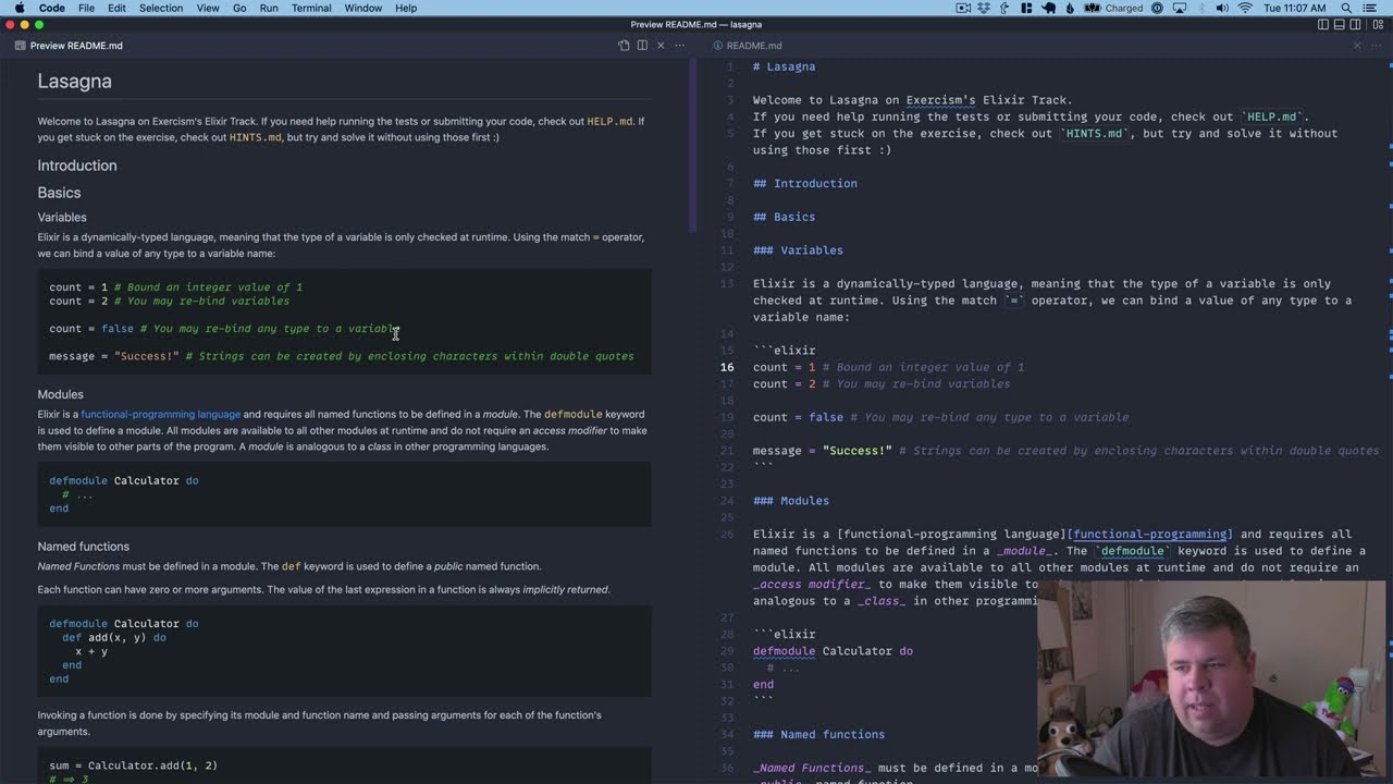 Exercism Elixir Track: Hello World and Lasagna (Basics)