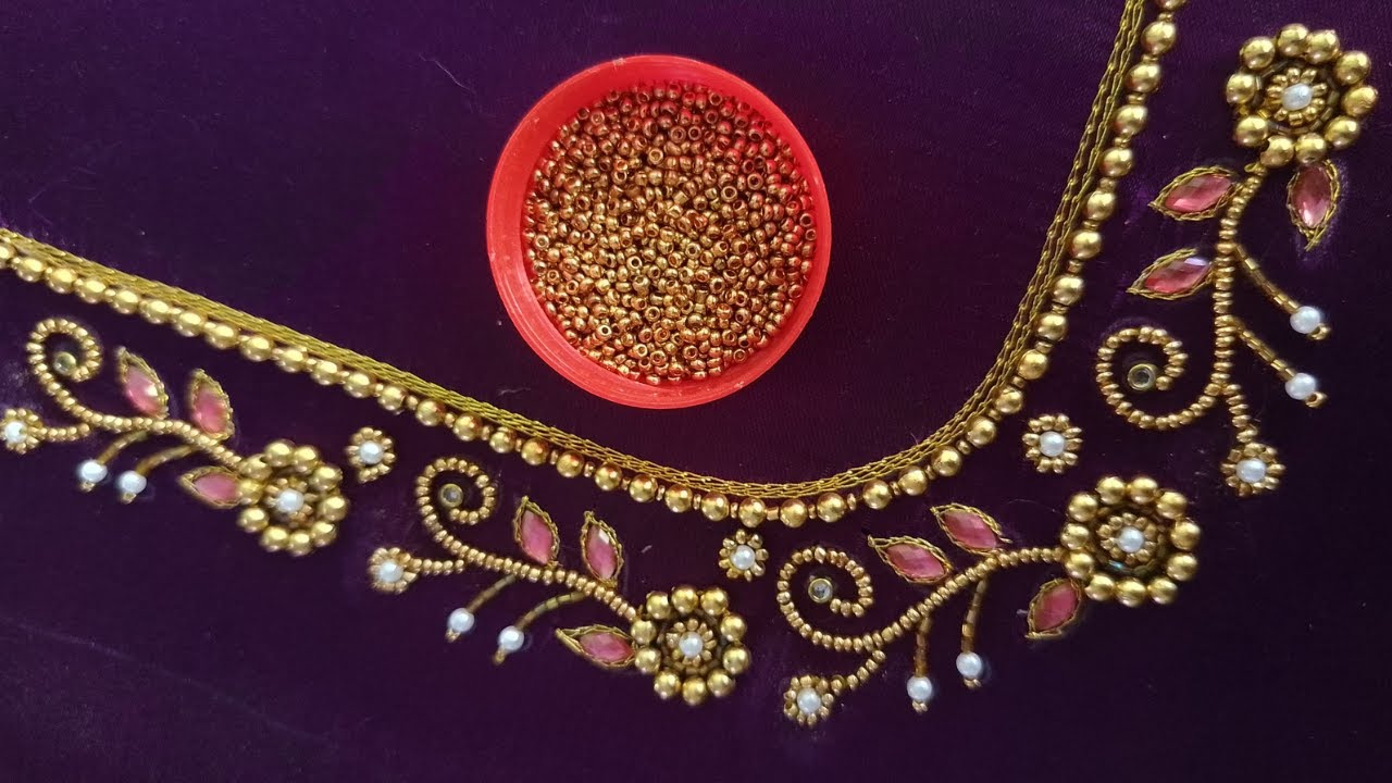aari work |  aari neck design |  aari work blouse neck design | how to make simple aari  neck design