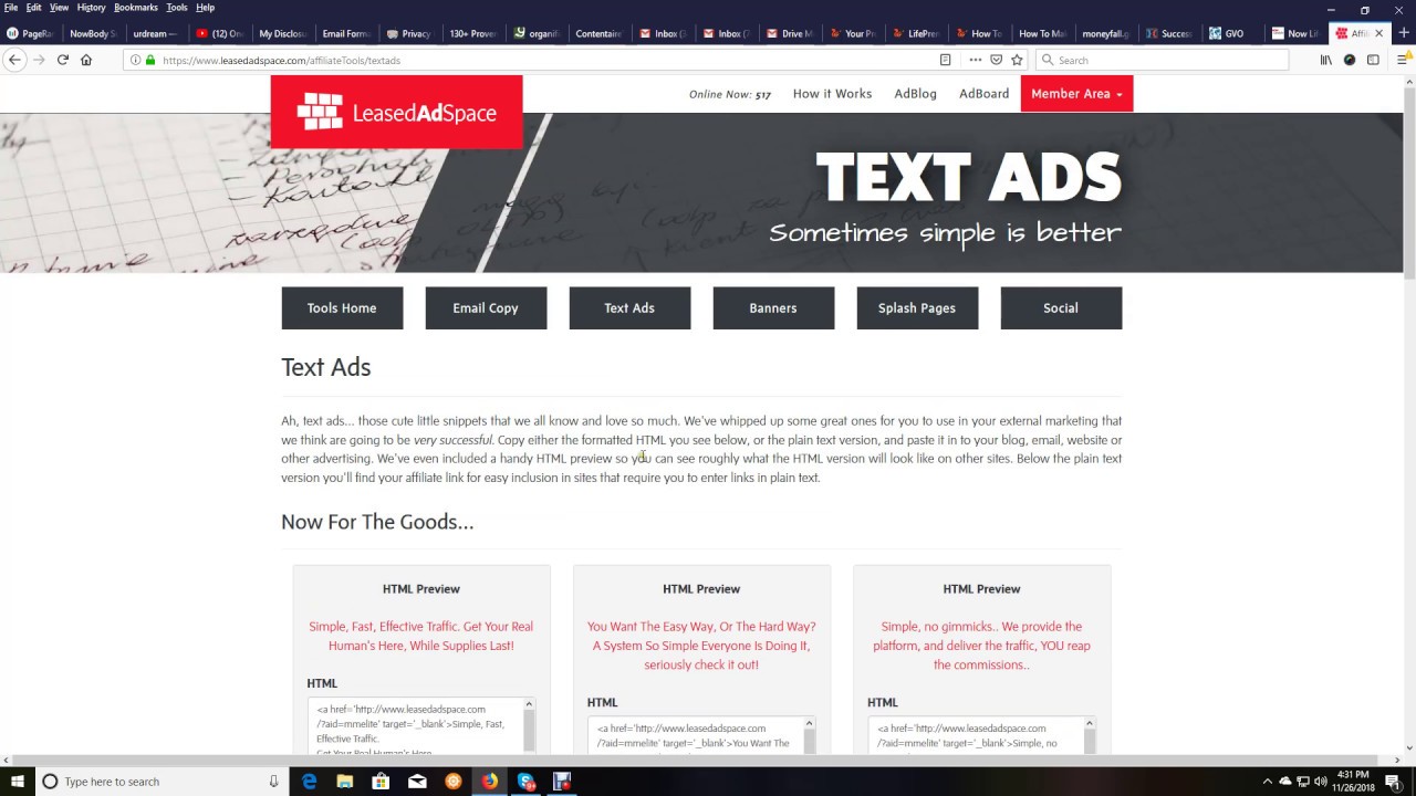 How to activate your affiliate status in Leased Ad Space, and find your affiliate links