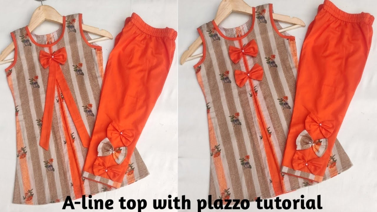 Beautiful A-line top and plazzo cutting and stitching/5-6 year old girl top with plazzo