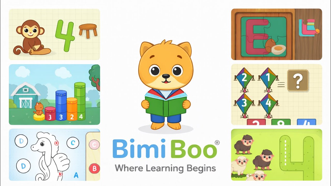 Bimi Boo Learning Video Game For Toddlers Preschoolers Kids. Letters,Puzzles,Numbers, Colors, Shapes