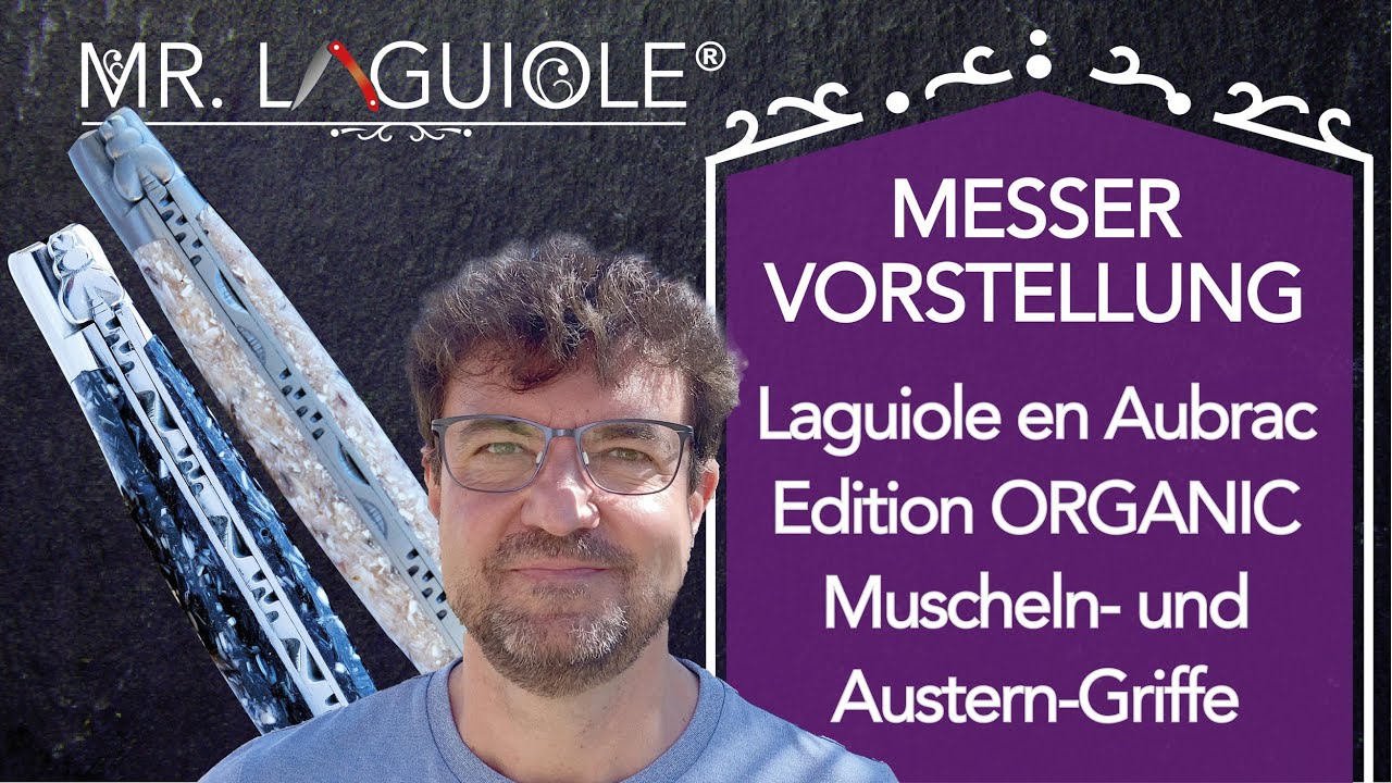 Taschenmesser Laguiole en Aubrac, Edition Organic, mit Griffen aus Muschel und Austern-Schalen