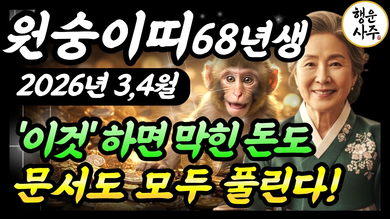 ✨1968년생 원숭이띠 2026년 3월운세｜재물, 귀인, 문서운 흐름이 바뀌는 달🍀