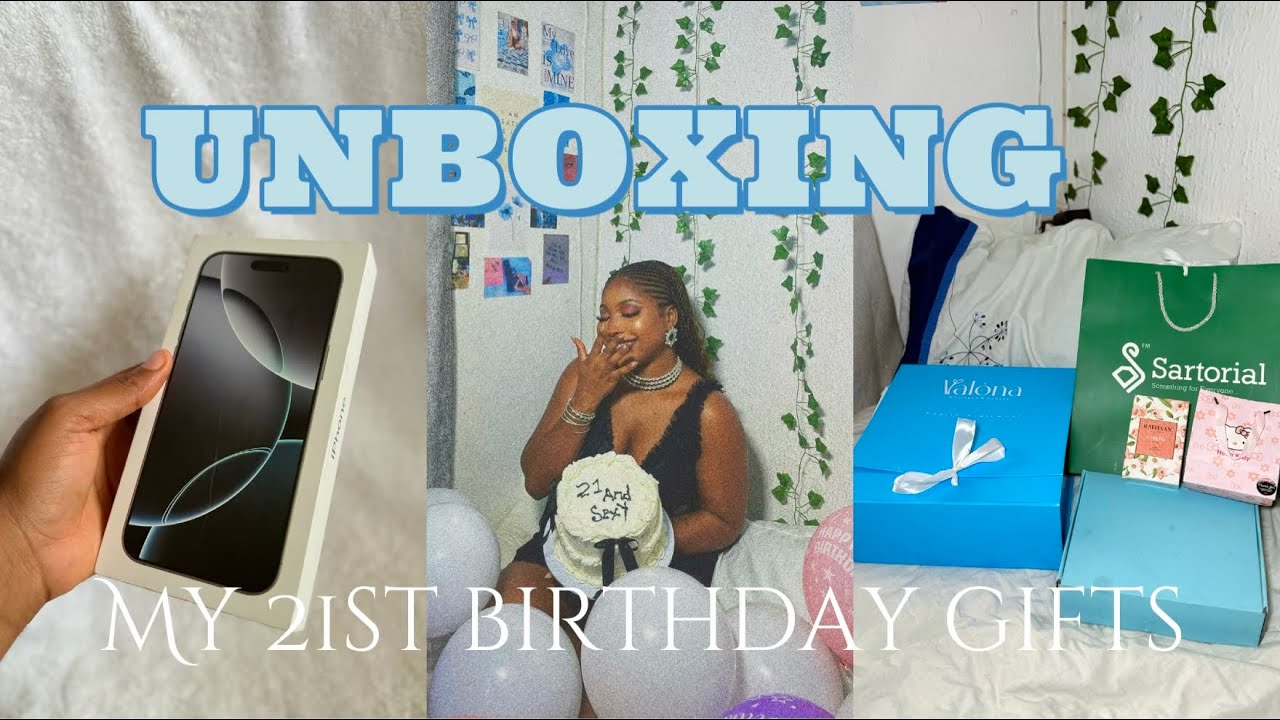 Unbox my 21st birthday gifts with me| Unboxing my IPhone 16 PRO MAX| PR packages| perfumes