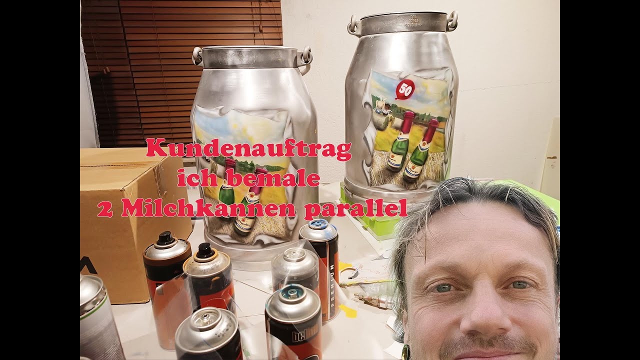 AIRBRUSH ART: Milchkannen mit Fotomotiv als Geburtstagsgeschenk gestalten Making of Zeitraffer