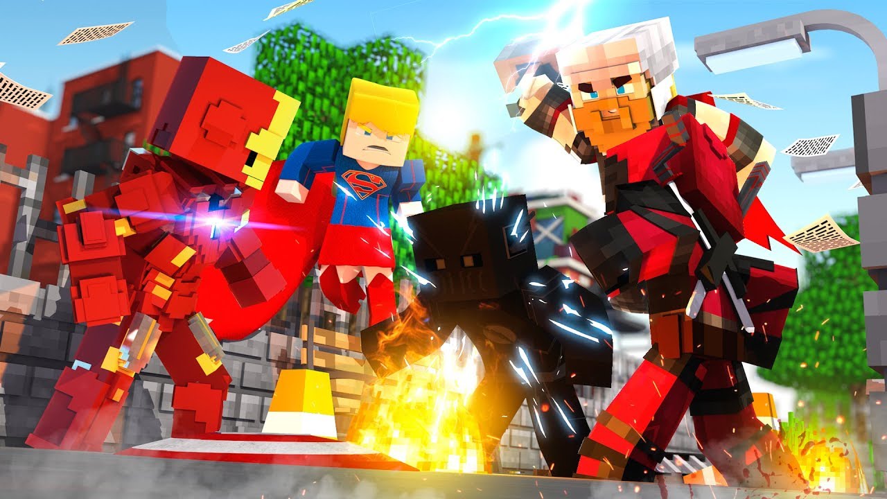 YOUTUBER SUPERHERO RUMBLE - Minecraft Superhero Fight w/ Atlantis
