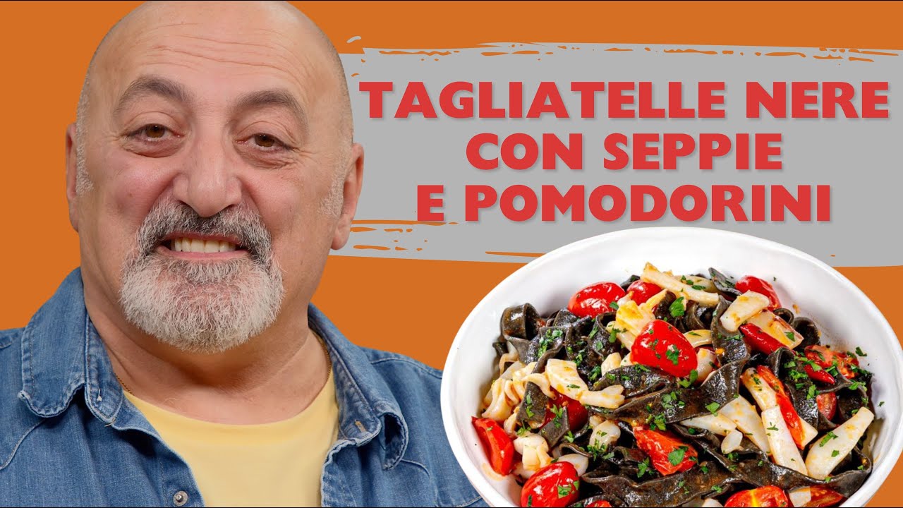 Tagliatelle nere con seppie e pomodorini