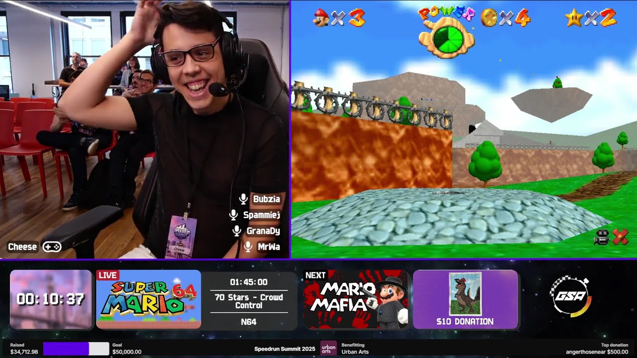 Cheese Tries to Speedrun Mario 64 vs Chat - 70 Star Crowd Control | Speedrun Summit 2025