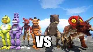 FIVE NIGHTS AT FREDDY'S VS DINO ( RAPTOR, T REX, TRICERAPTOR ) EPIC BATTLE