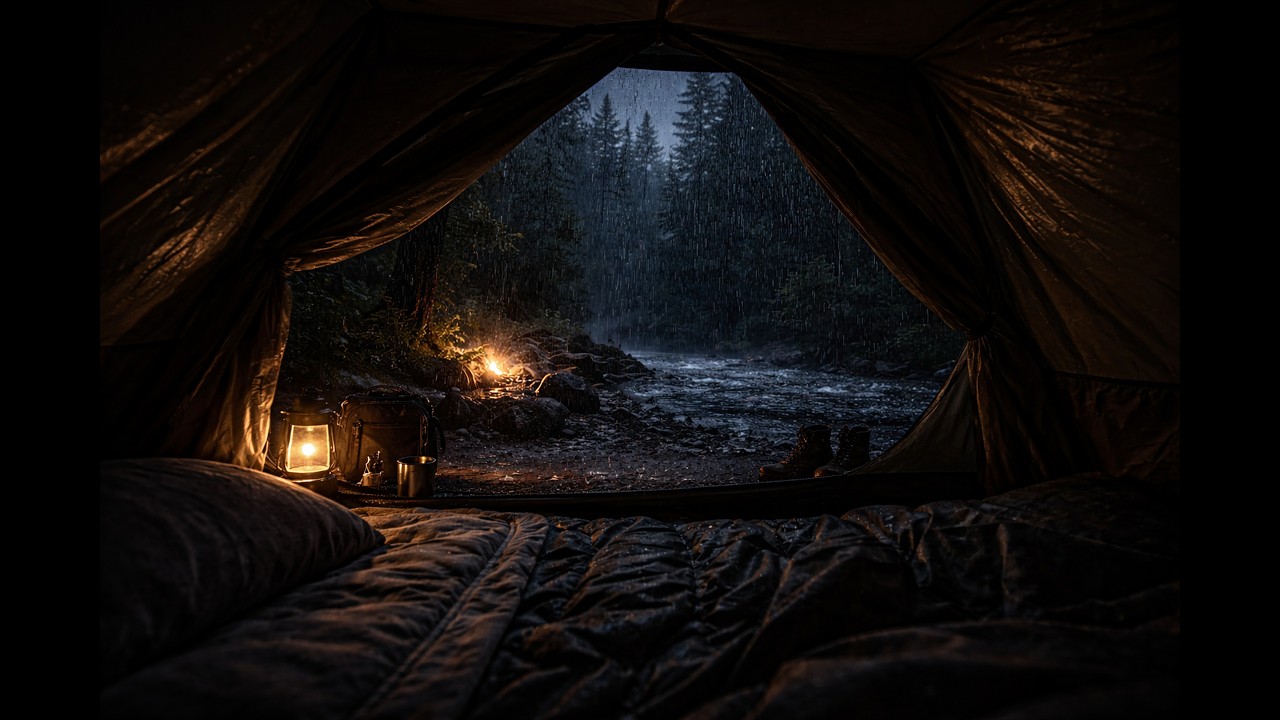 Heavy Rain on Camping Tent for Deep Sleep – Intense Night Rain Sounds in Forest (3 Hours)