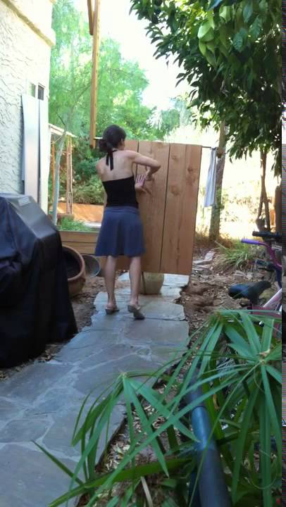 DESERT DARK: author Sonja Stone shows off her knife throwing skills.