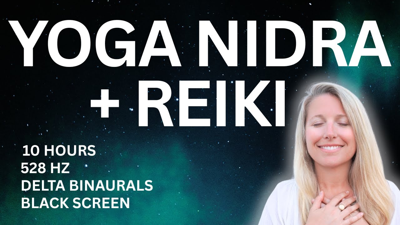 Vagus Nerve Sleep Yoga Nidra + Reiki | Delta Binaurals 528 Hz | Black Screen