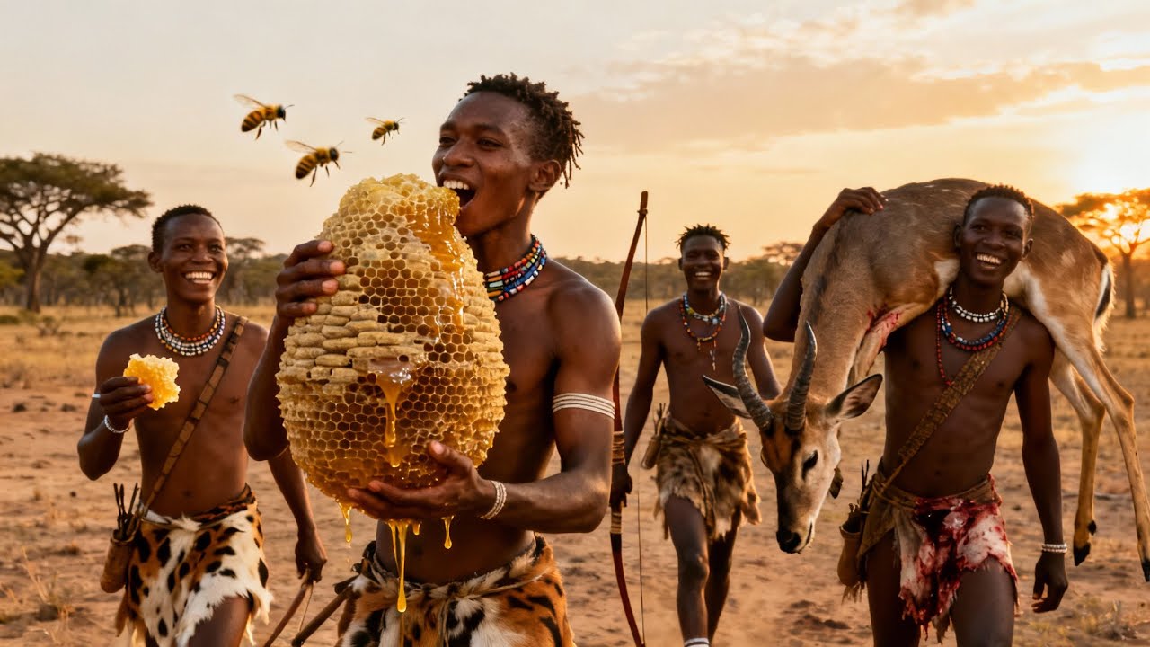 Amazing Wildlife Life of Hadzabe Tribe - Hunting and Harvesting Honey | Hadzabe Tribe Hunting