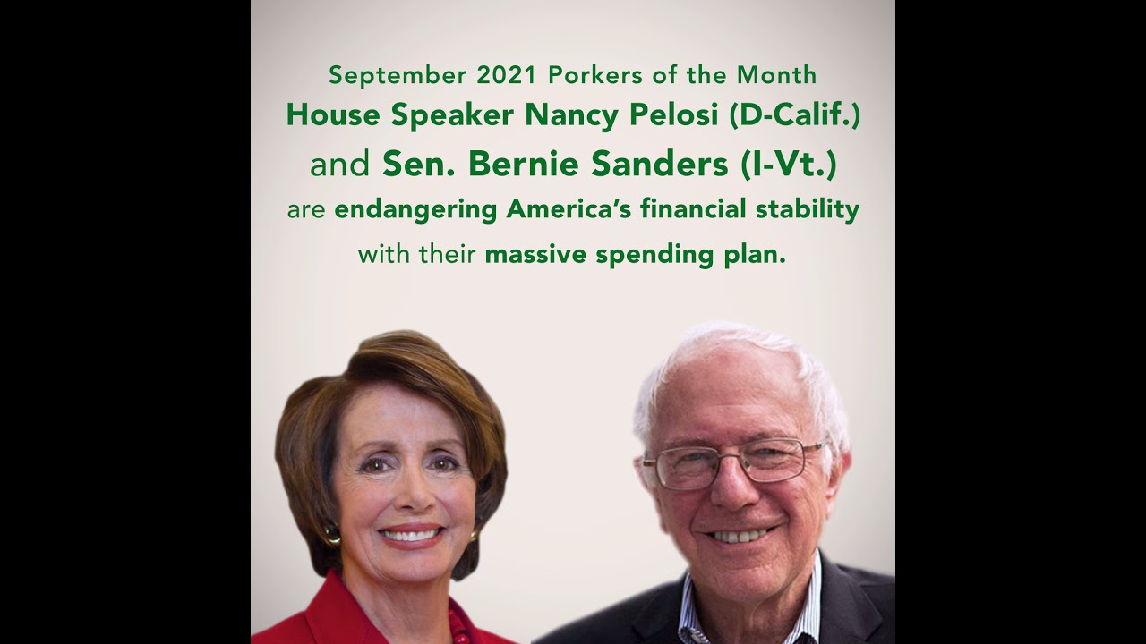 Nancy Pelosi and Bernie Sanders are CAGW's September 2021 Porkers of the Month