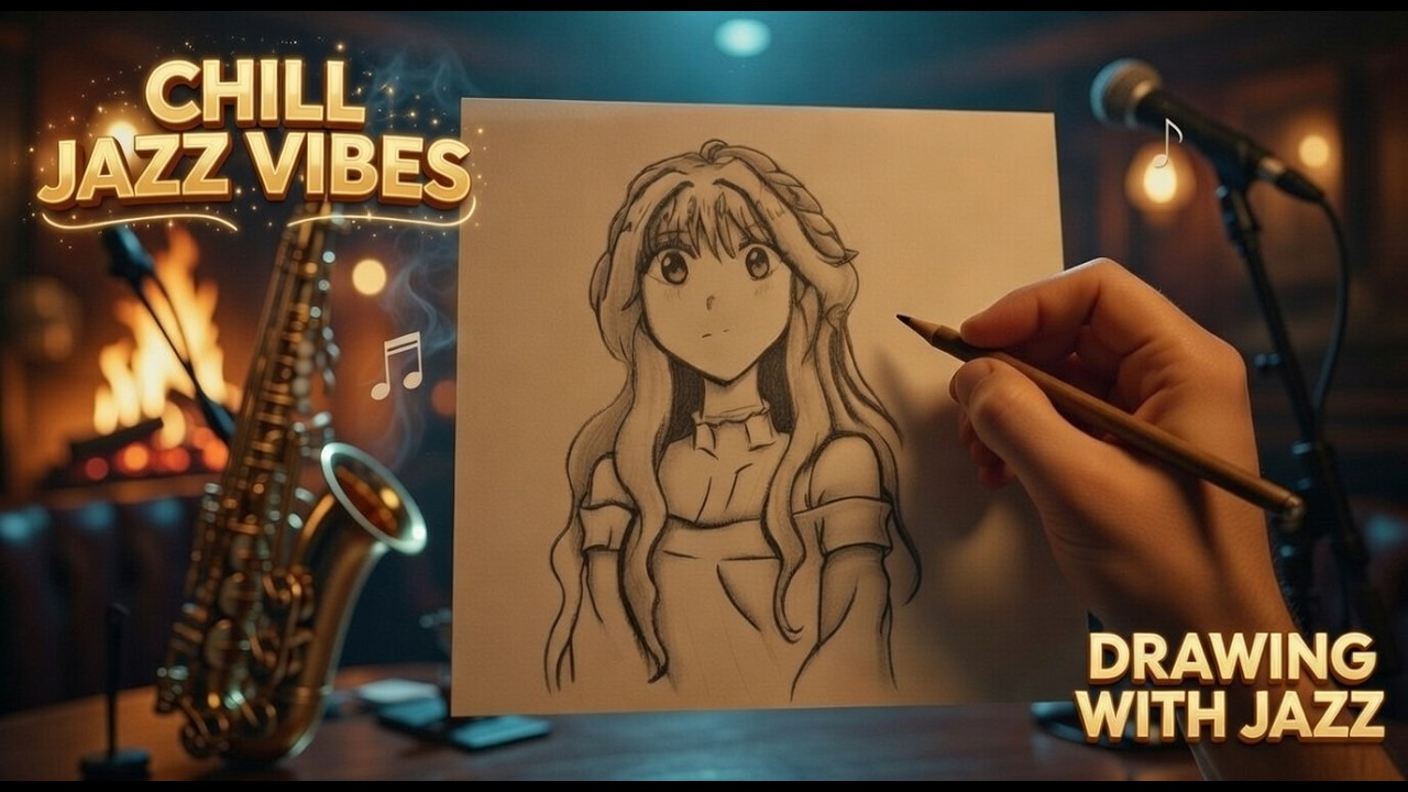 anime girl chill drawing ☄️ draw with me {Jazz}