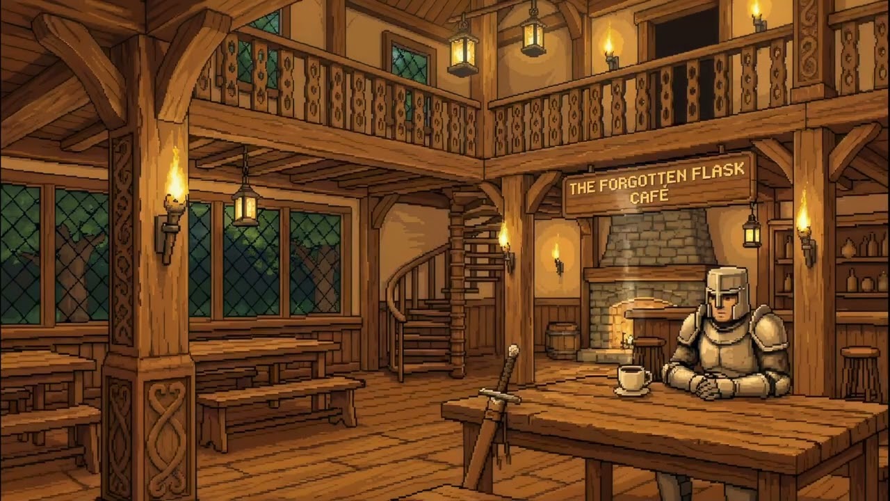 Quiet Grove Pixel Coffee Café 🌲☕ Warm Ambience | Lo-Fi for Long Study Hours