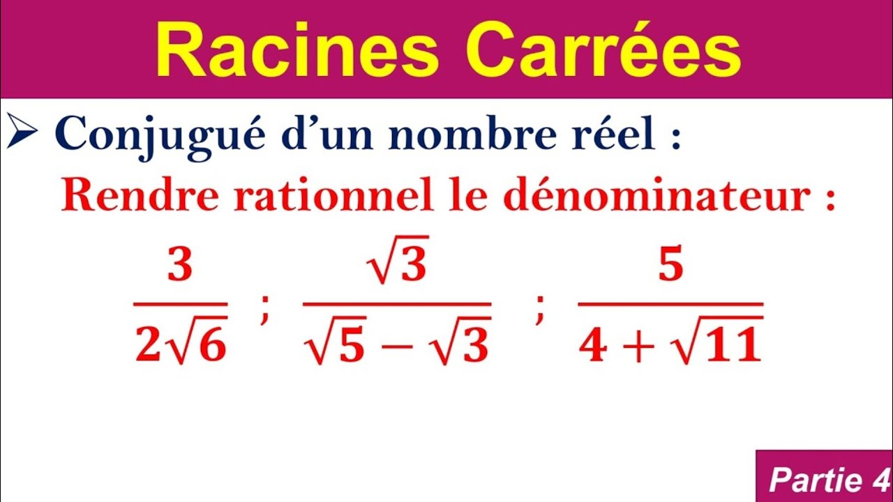 Les racines carrés 3AC /الجذور المربعة الثالثة إعدادي خيار فرنسي وعربي بطريقة مبسطة جدا 