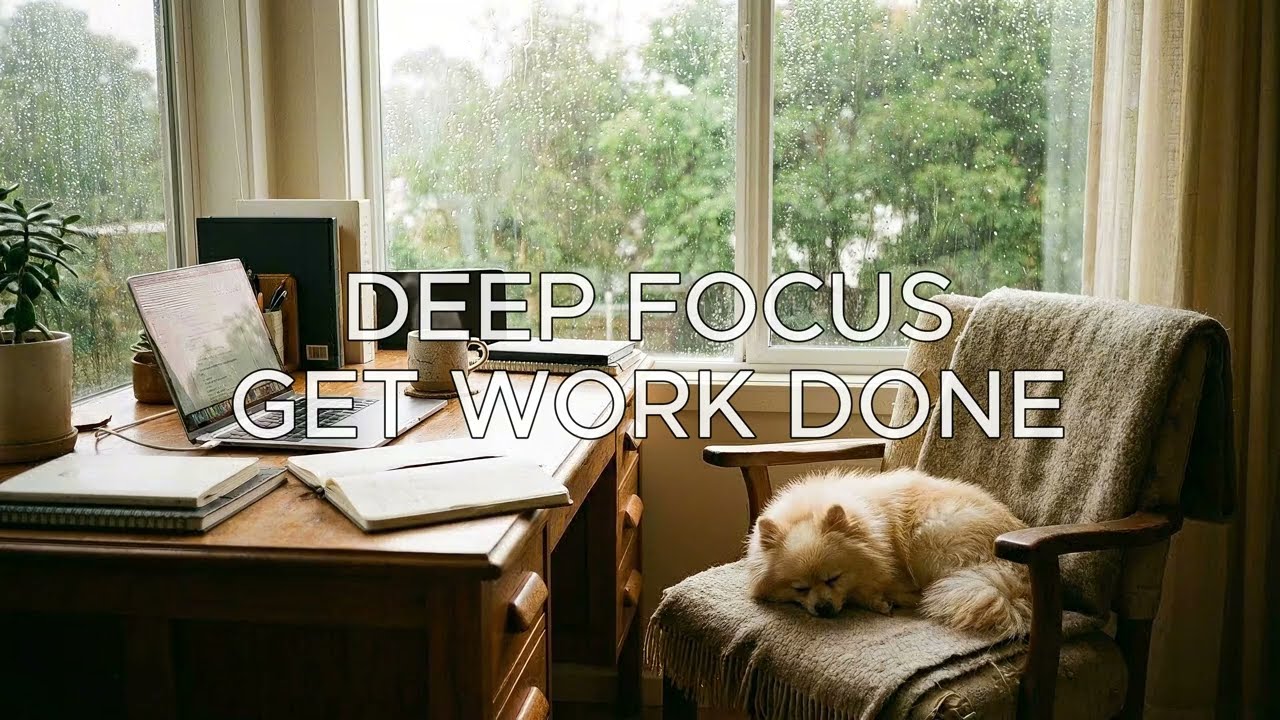 Productive Rain at the Window 🐾 Lofi Jazzhop for Deep Focus & Study [3 HOURS]