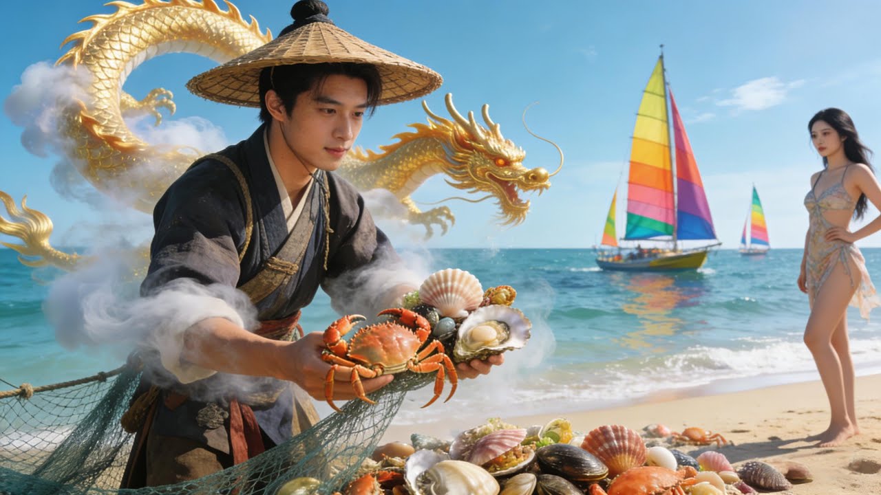 穿越到被鄰居氣暈的漁民身上，被神龍眷顧獲得趕海透視眼，海貨在哪一看便知！#首發新劇 #無腦劇 #完結短劇